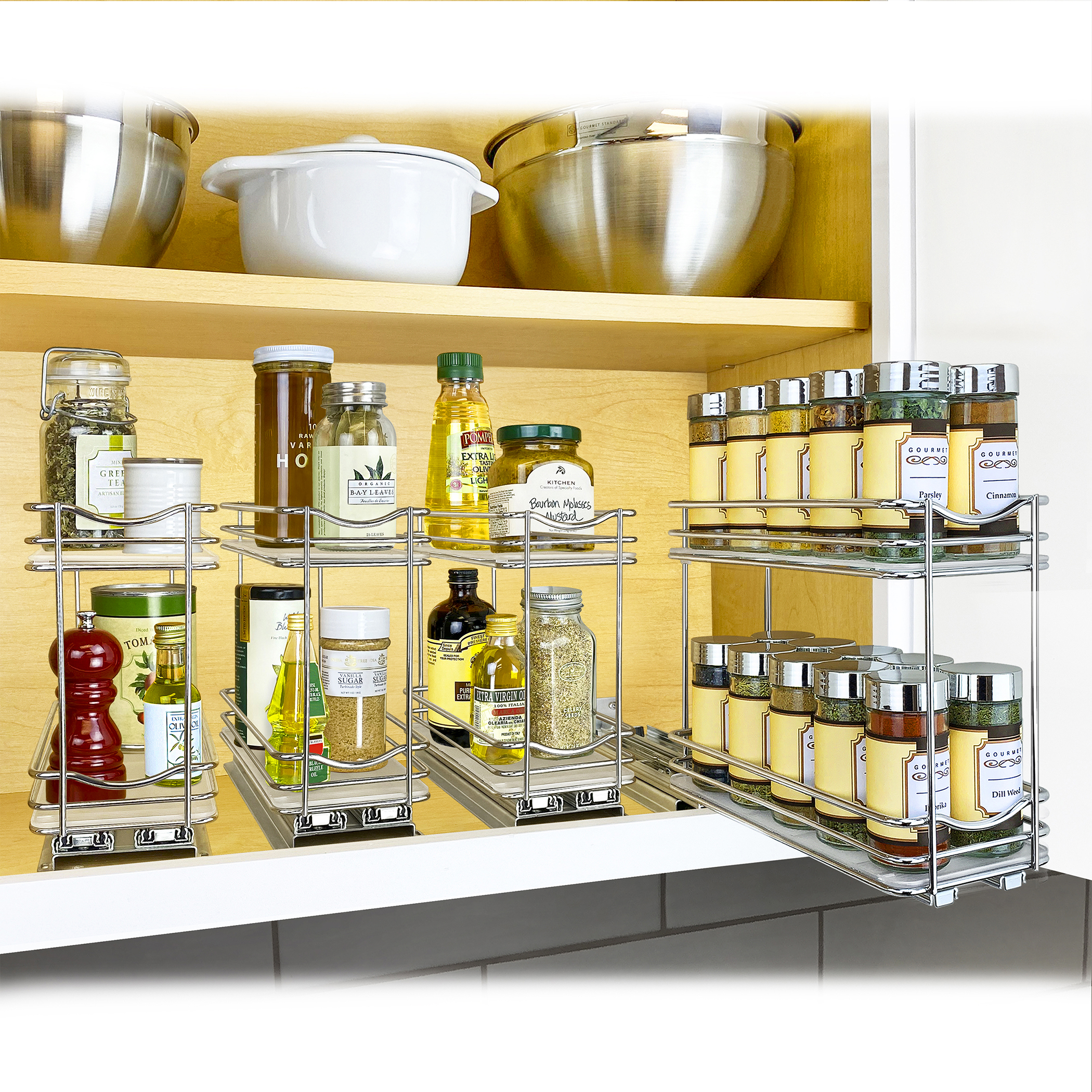 Upperslide Cabinet Caddies Double Spice Rack Pull Out Large (US 303DL)