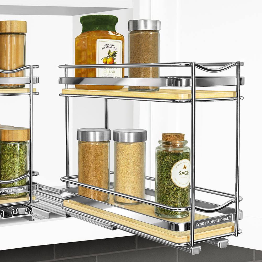 Lynk Professional Slide Out Double Spice Rack Upper Cabinet Organizer 6  Wide